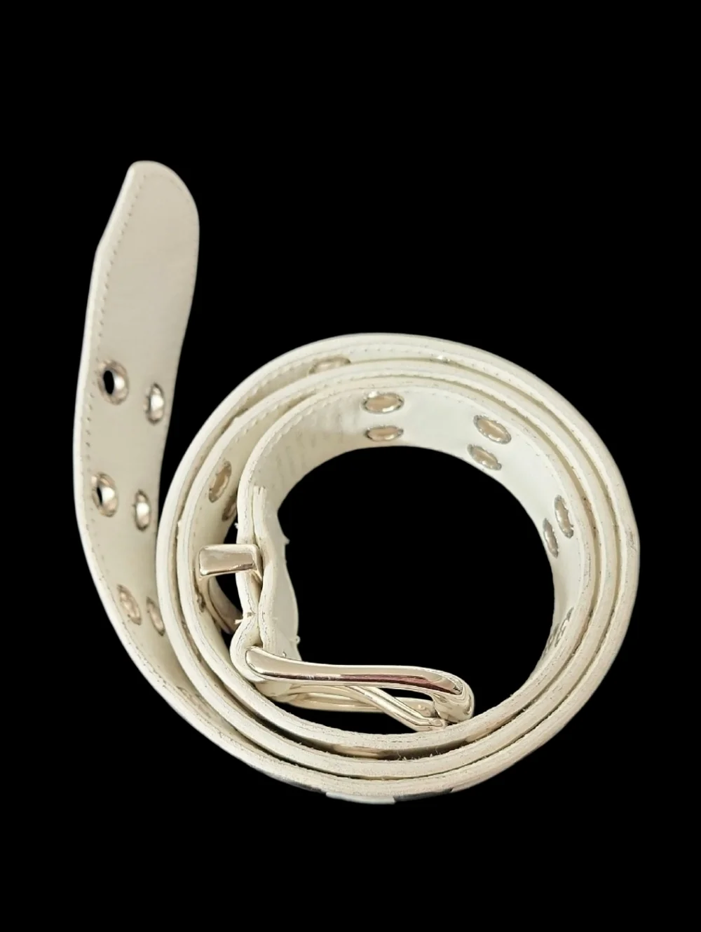 Hot Topic Women's Faux Leather White Double-Row Grommet Studded Belt Size XL